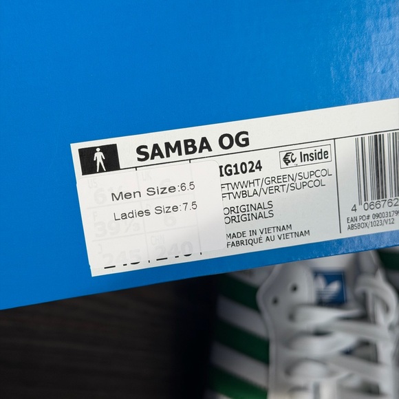Adidas Samba White with Green Sneakers 7.5 - Picture 5 of 7